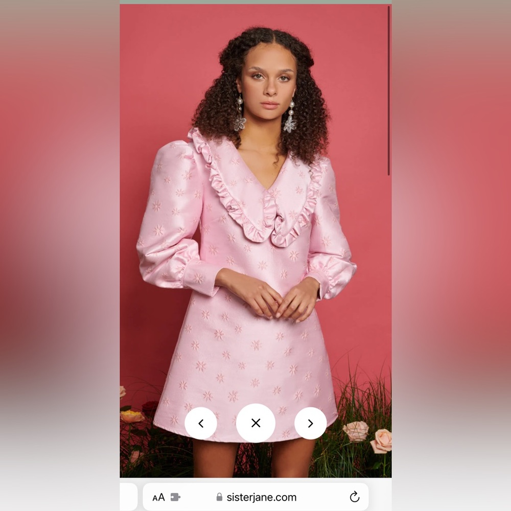 Sister Jane oversized collar jacquard mini dress.